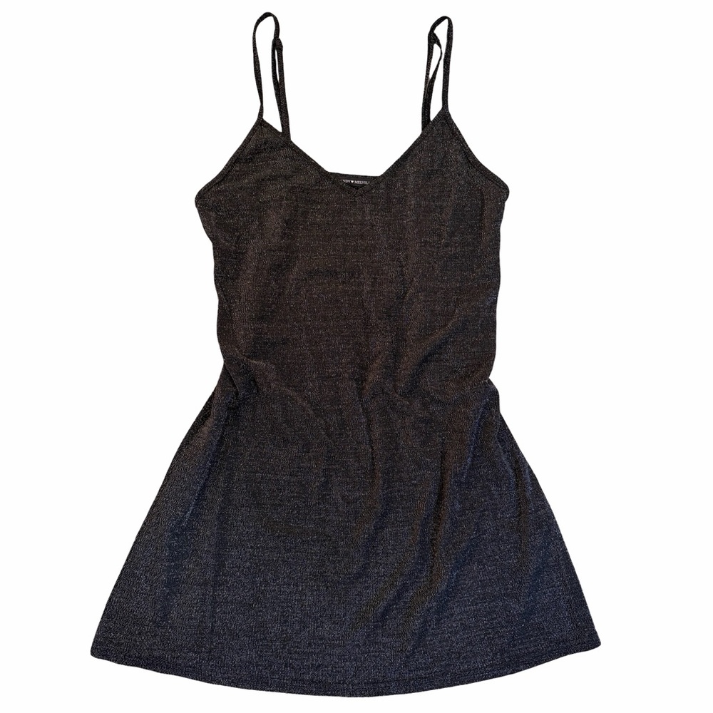 Brandy Melville Black Metallic Sparkly Slip Dress Mini